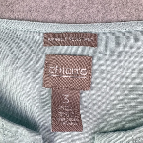 Chicos 3 Tunic Top Women's XL Wrinkle Resistant Light Blue NWT 100% Cotton - Picture 8 of 12